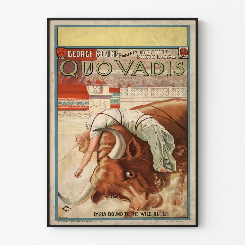 Vintagejuliste Quo Vadis - Lygia kiinnitetty Villi Härkä