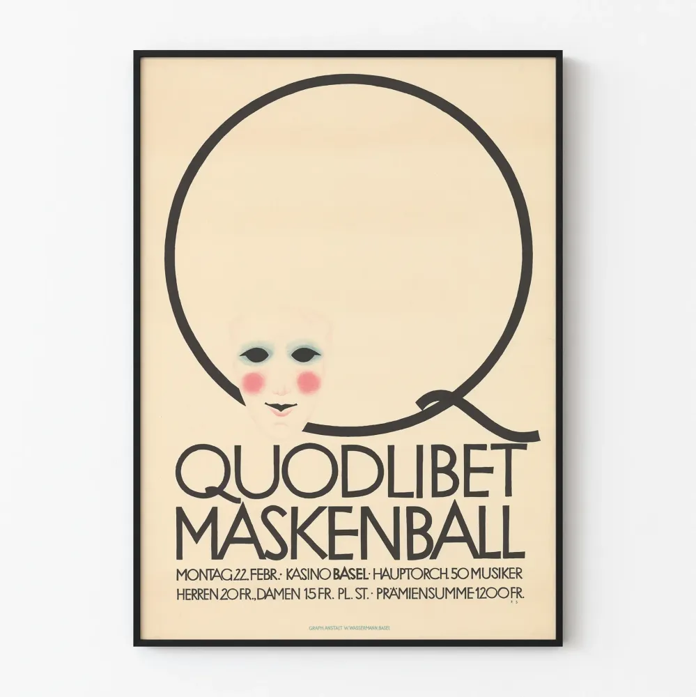 Vintagejuliste Quodlibet Maskenball seinäkoristukseen