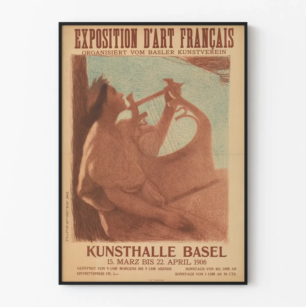 Vintagejuliste Ranskan taidenäyttelyn Basel Kunsthalle 1906