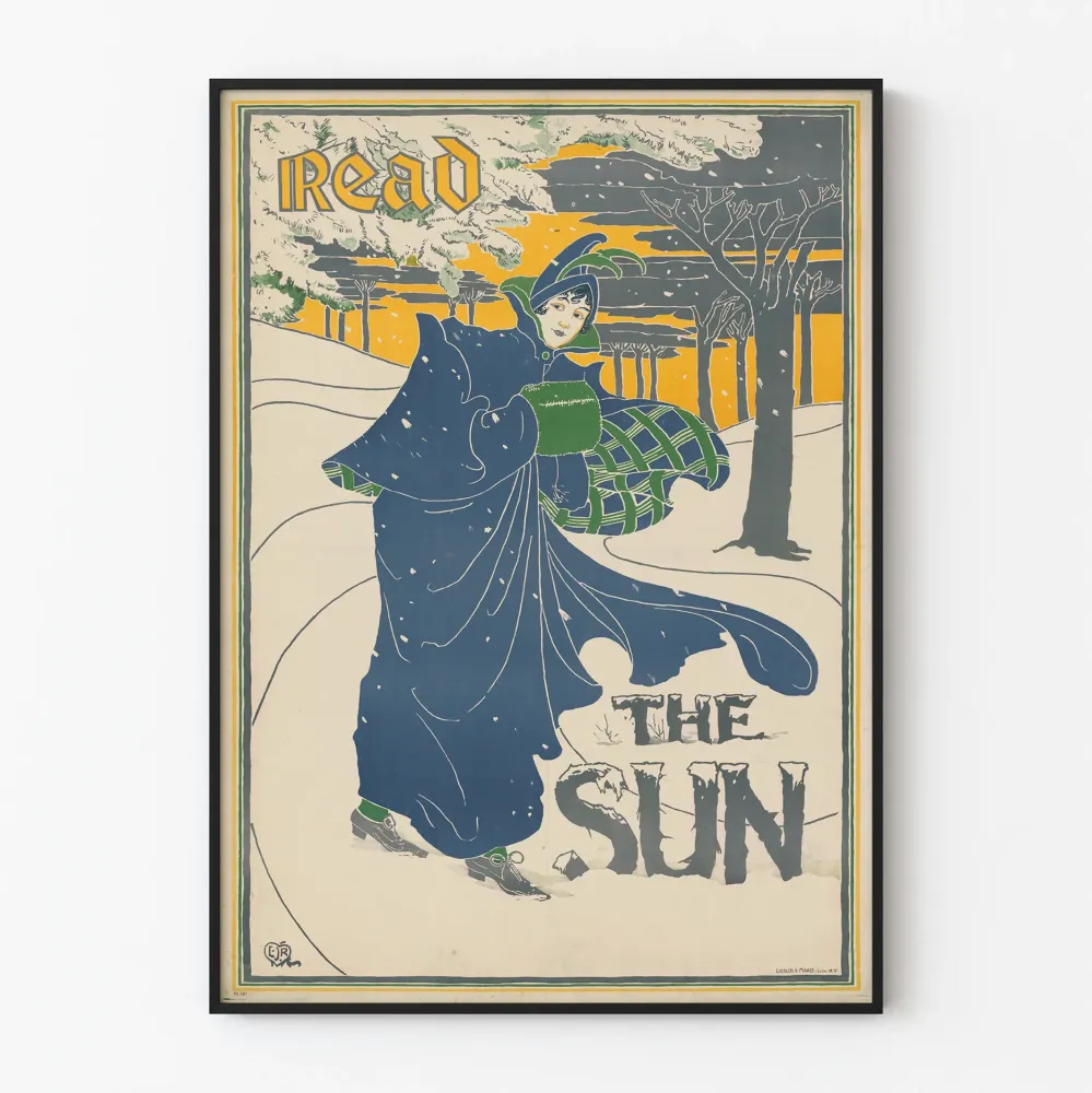 Vintagejuliste Read Sun - Retro talvinen seinäkoristelu