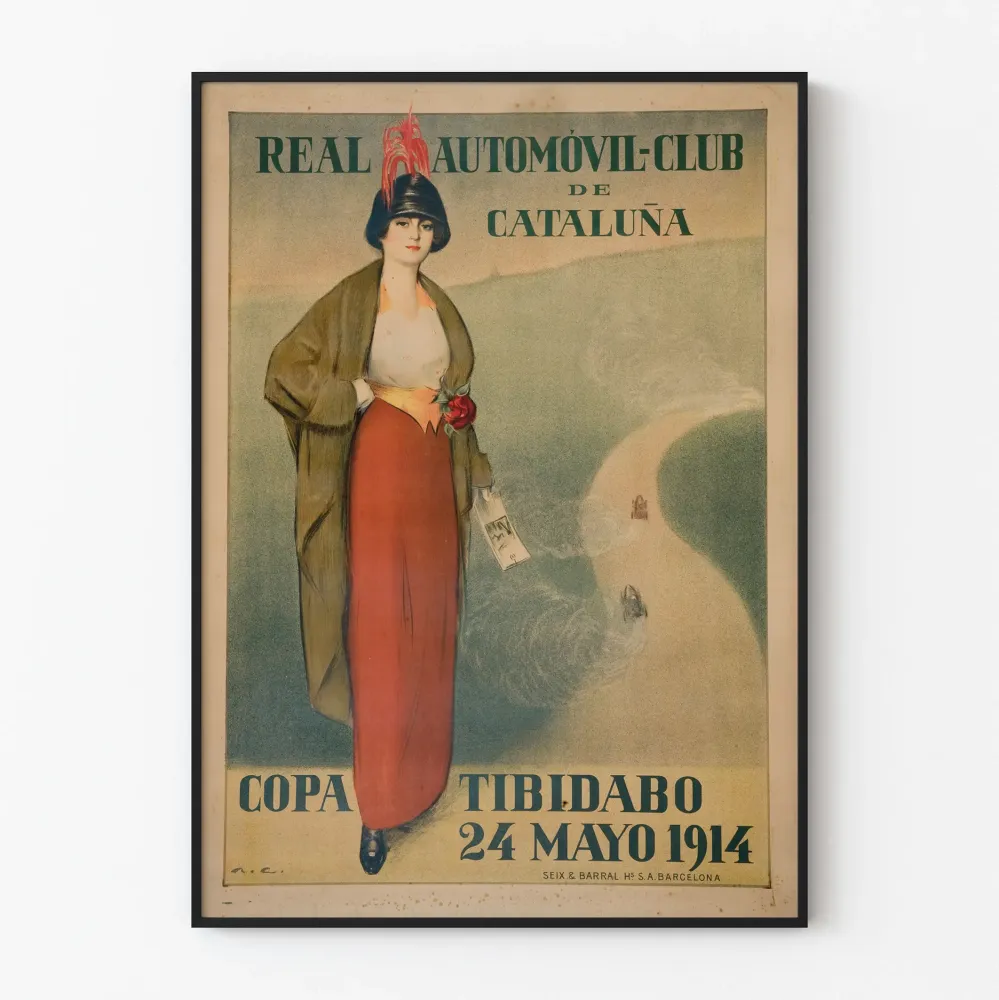 Vintagejuliste Real Automóvil Club de Cataluñ - Copa Tibidabo 1914