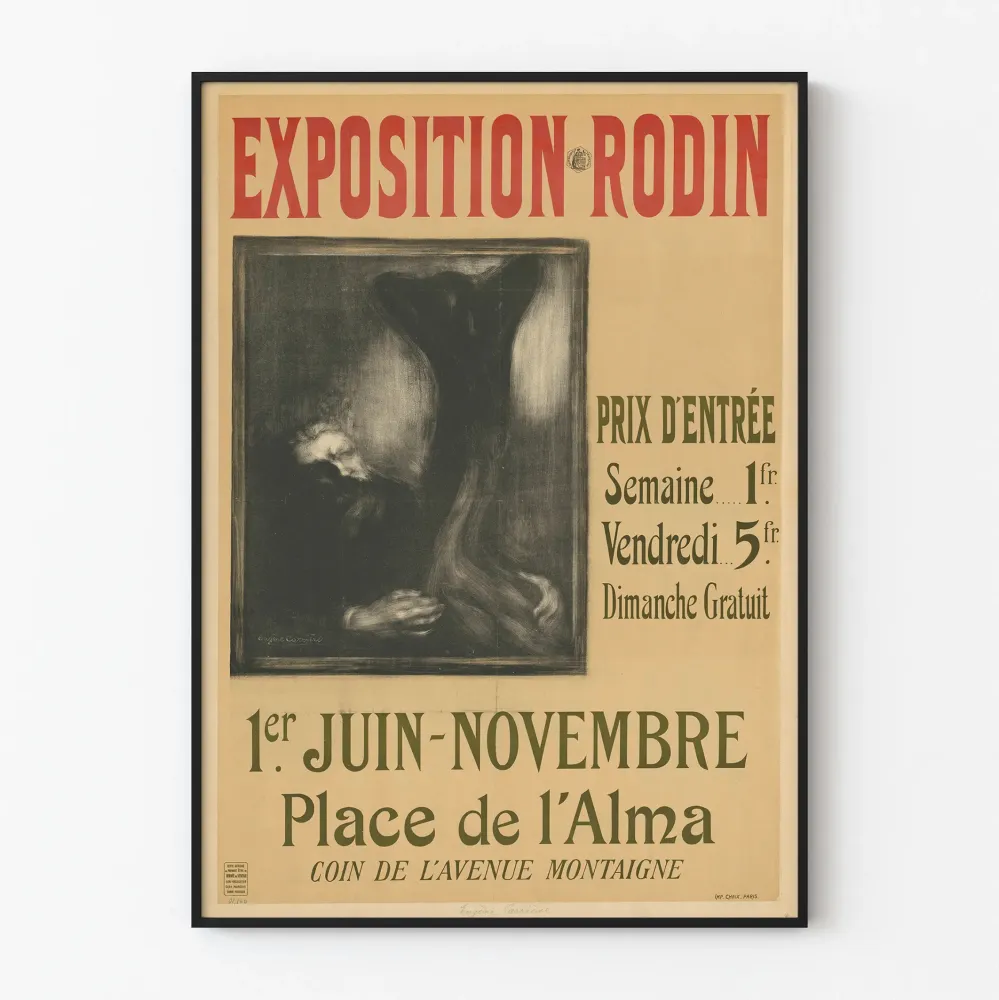 Vintagejuliste Rodin-näyttely Place de l'Alma