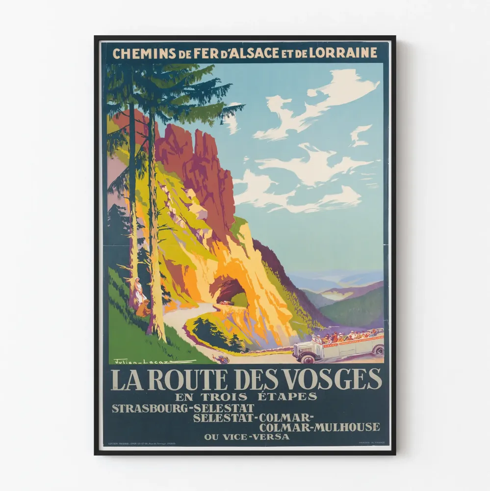 Vintagejuliste La Route des Vosges en Trois Étapes - Chemins de Fer d'Alsace et de Lorraine