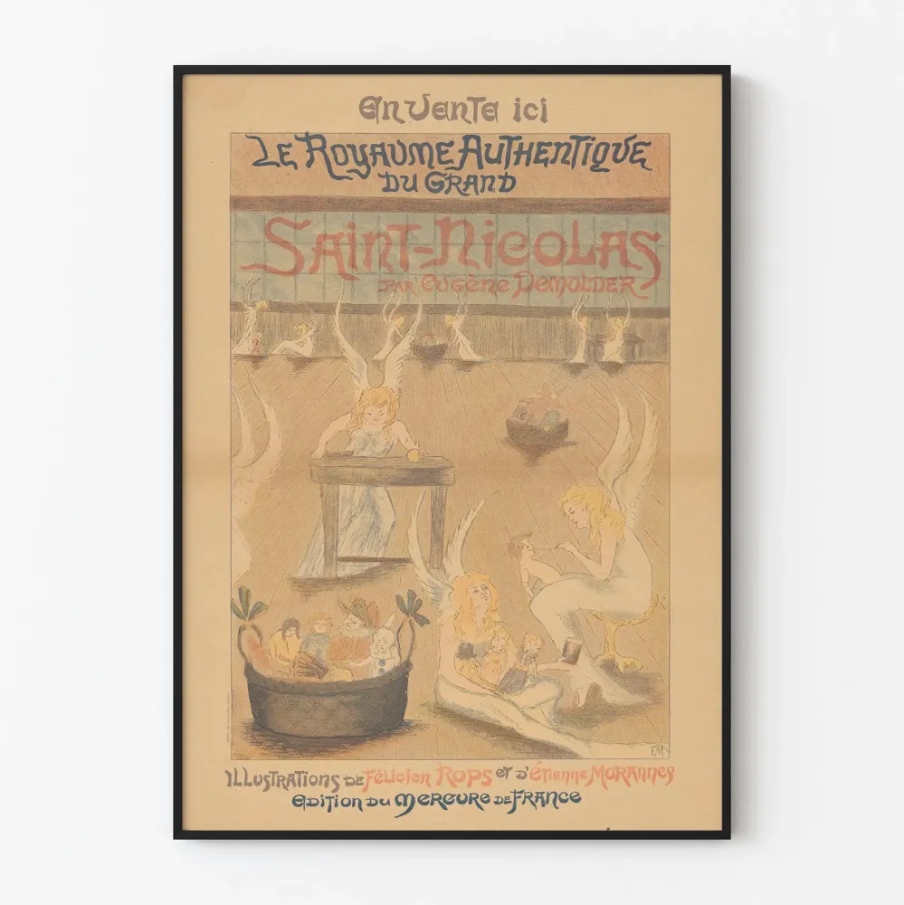 Vintagejuliste Le Royaume Authentique du Grand Saint-Nicolas Eugène Demolderilta
