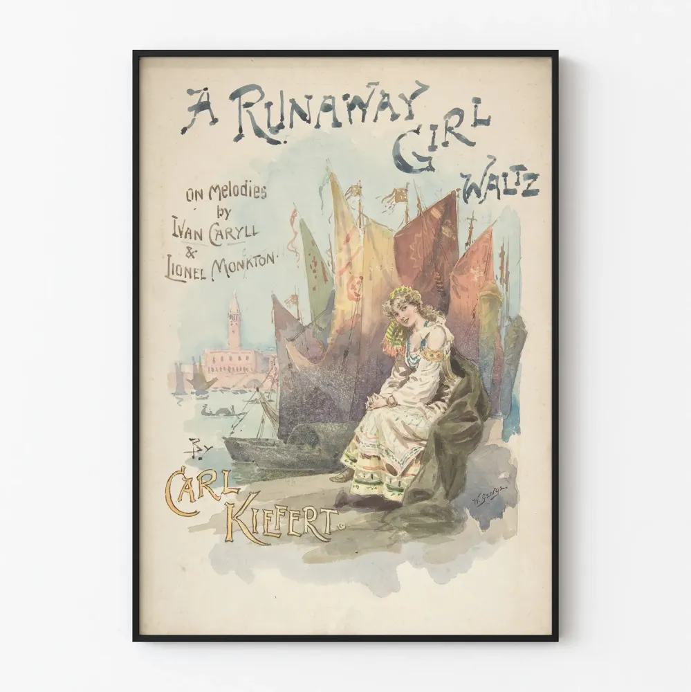 Vintagejuliste Runaway Girl Waltz musiikkiseinän koristeluun