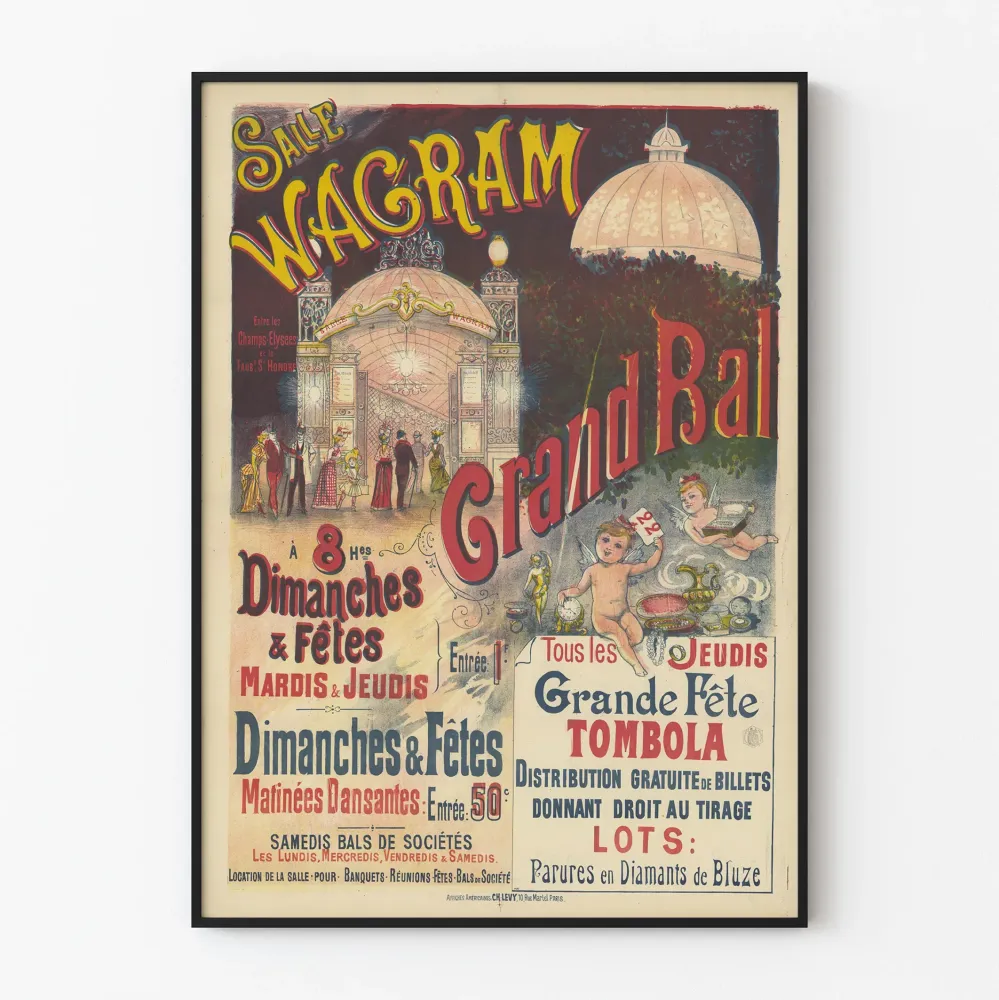 Vintagejuliste Salle Wagramin suuri tanssi- ja arpajaisjuhla