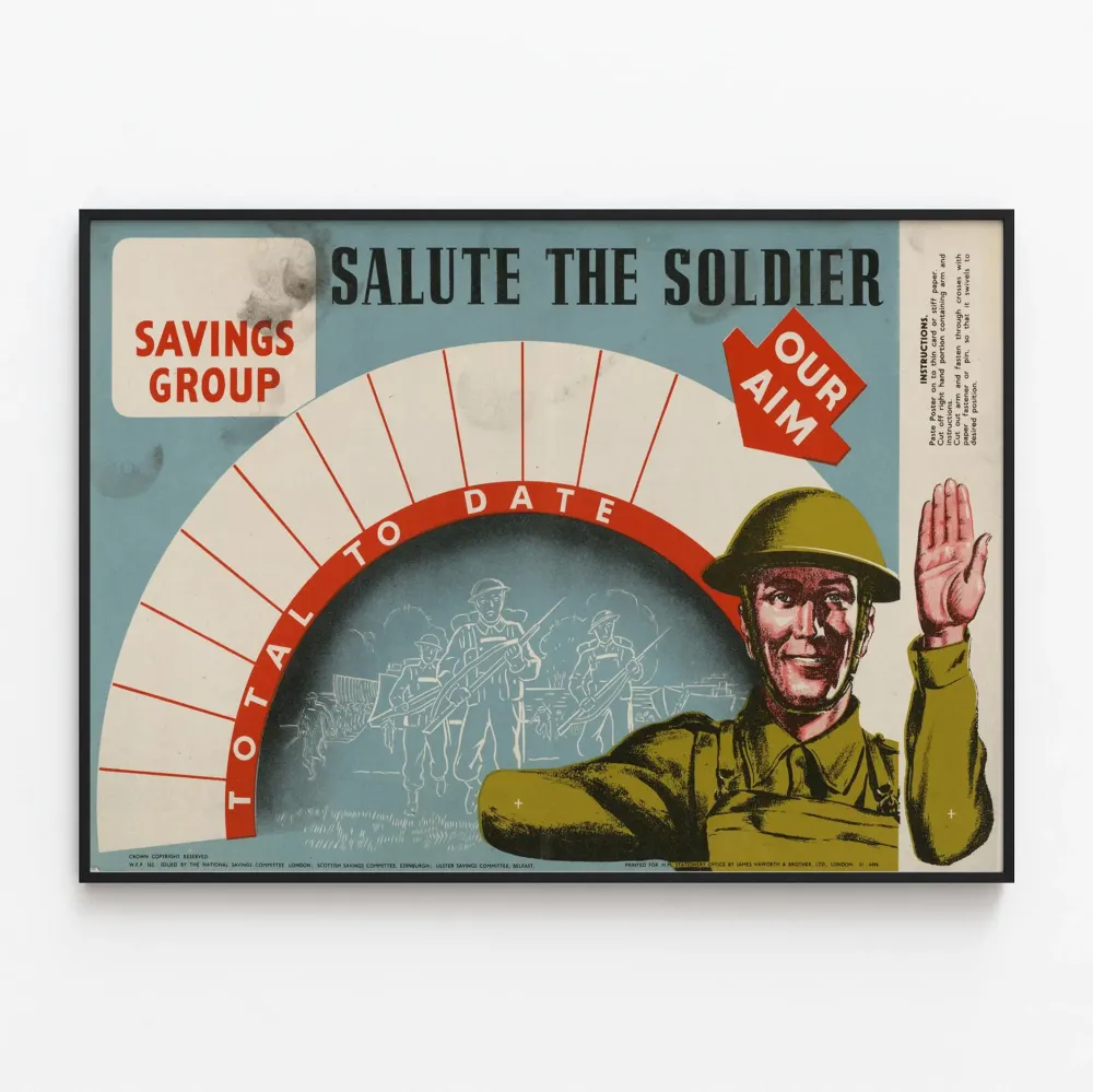 Vintagejuliste Salute Soldier - Sotilaskoriste seinätaulu