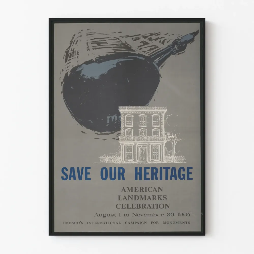 Vintagejuliste Save Our Heritage - Amerikkalaisen kulttuuriperinnön seinäkoristelu