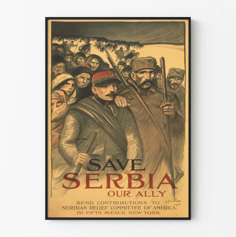 Vintagejuliste Save Serbia - Historiallinen seinäkoriste