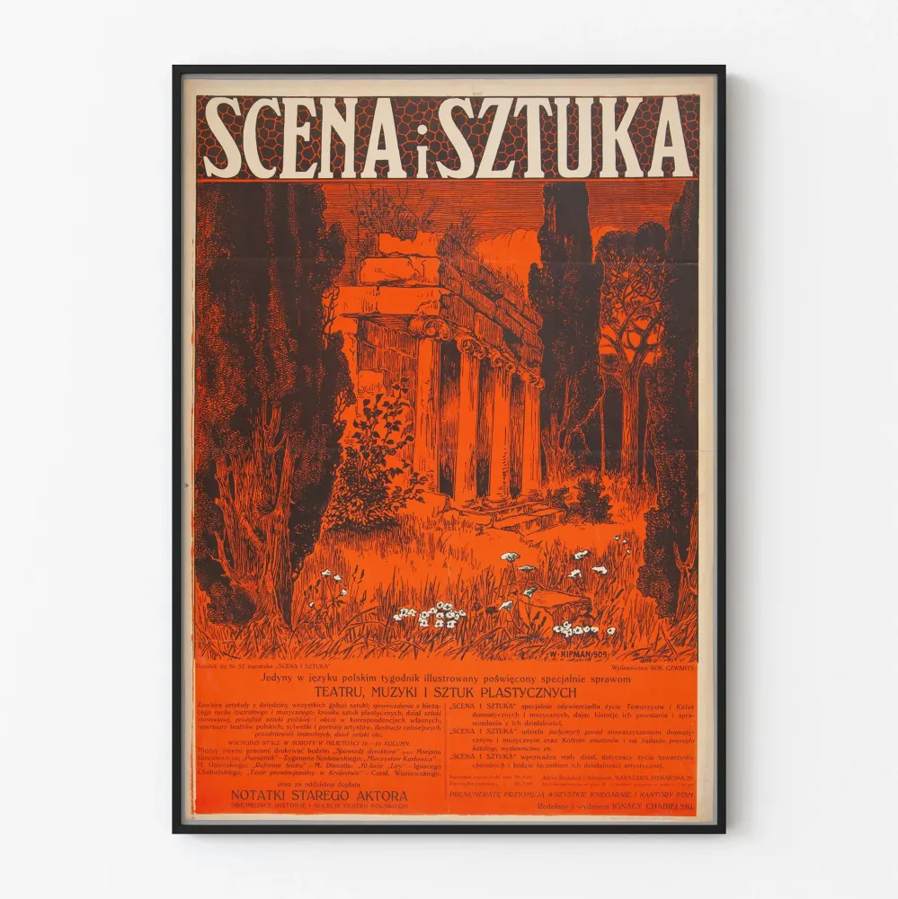 Vintagejuliste Scena i Sztuka 1909 antiikkisten raunioiden sisustukseen