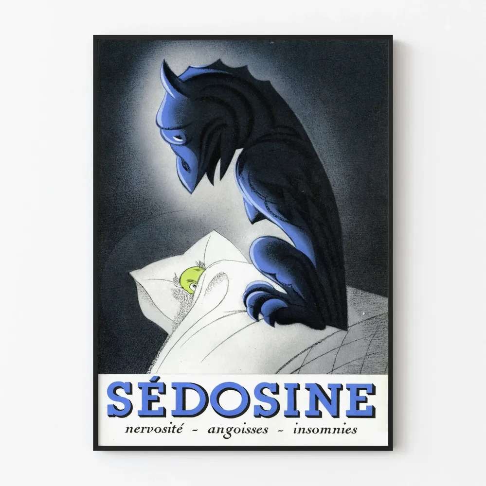 Vintagejuliste Sédosine - Seinäsisustus unelma- ja ahdistusteemalla