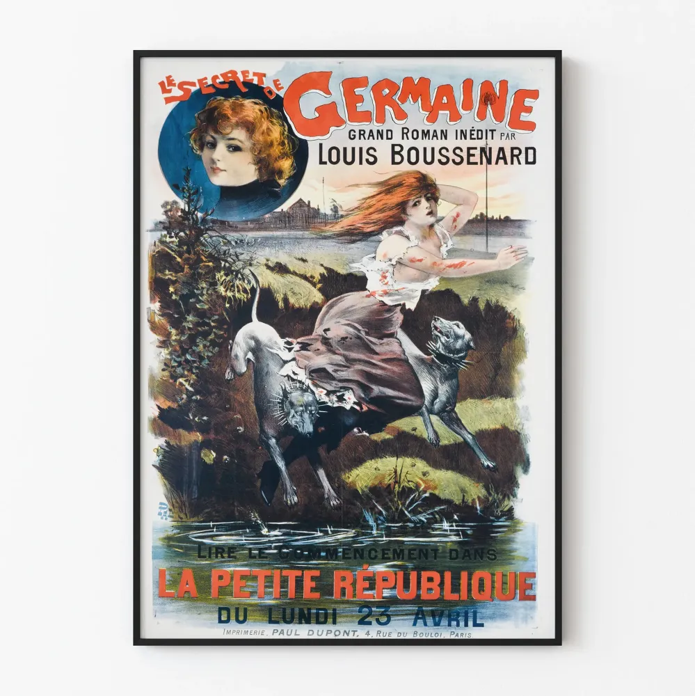 Vintagejuliste Le Secret de Germaine teoksesta Louis Boussenard