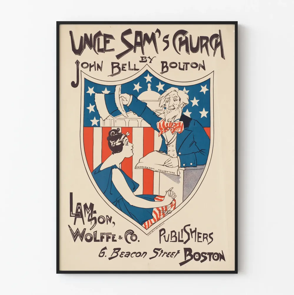 Vintagejuliste 'Setä Sammon kirkko' John Bell Boltonilta