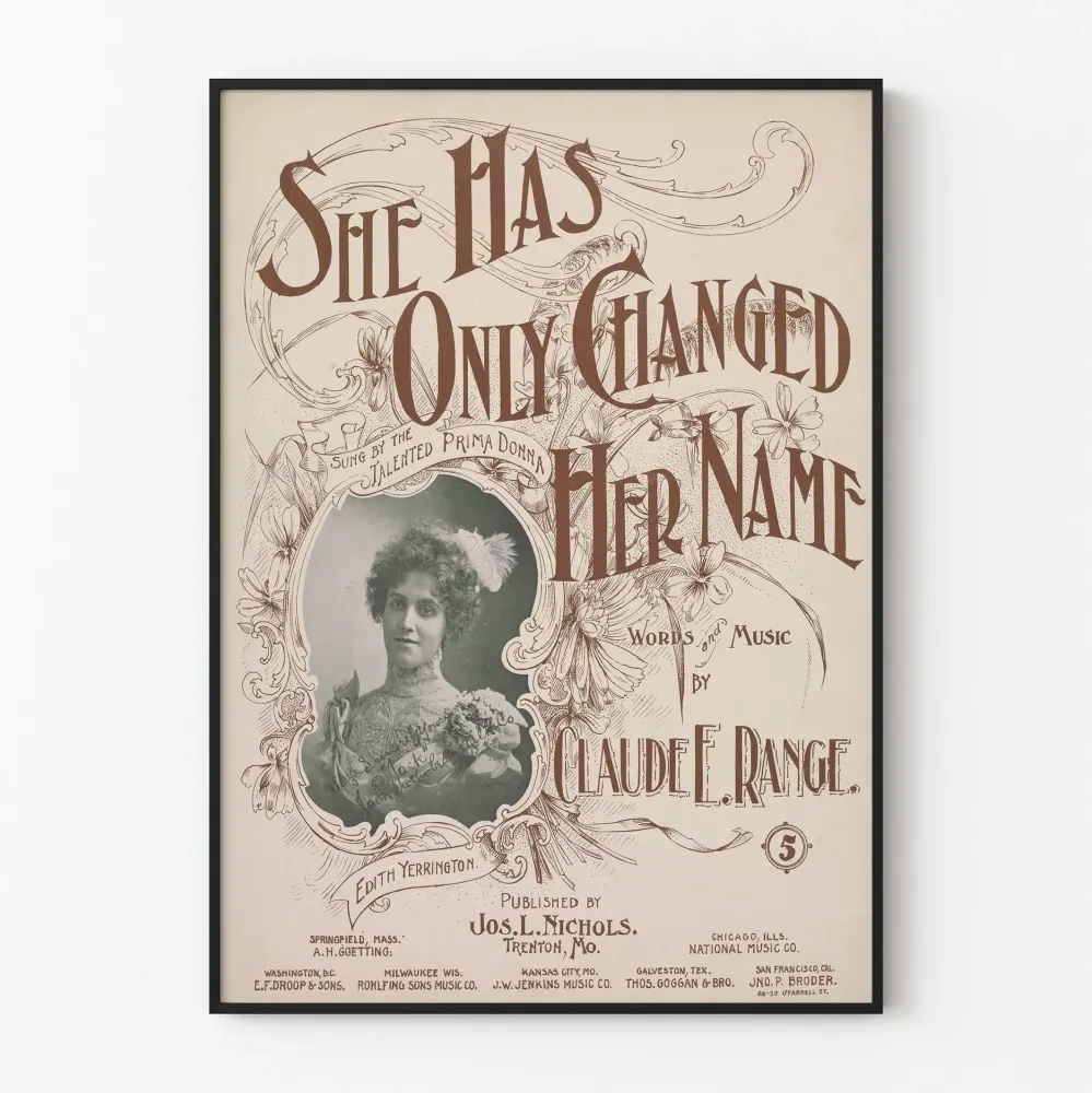 Vintagejuliste She Has Only Changed Her Name teokselta Claude E. Range