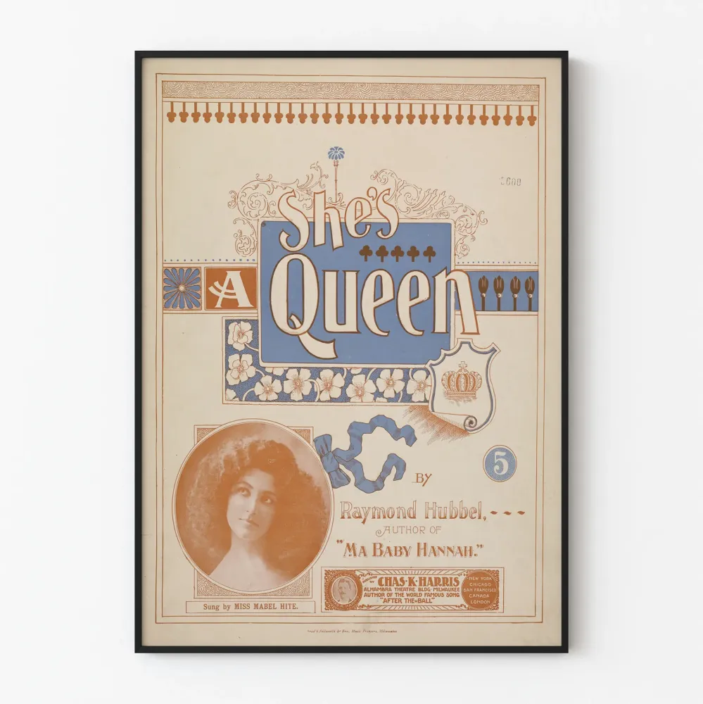 Vintagejuliste She's Queen - Retroseinustarakenne
