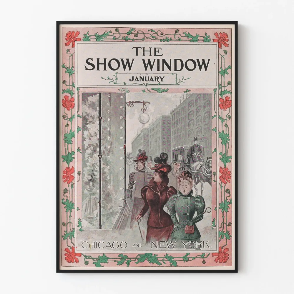 Vintagejuliste Show Window tammikuu - retro seinäkoristelu