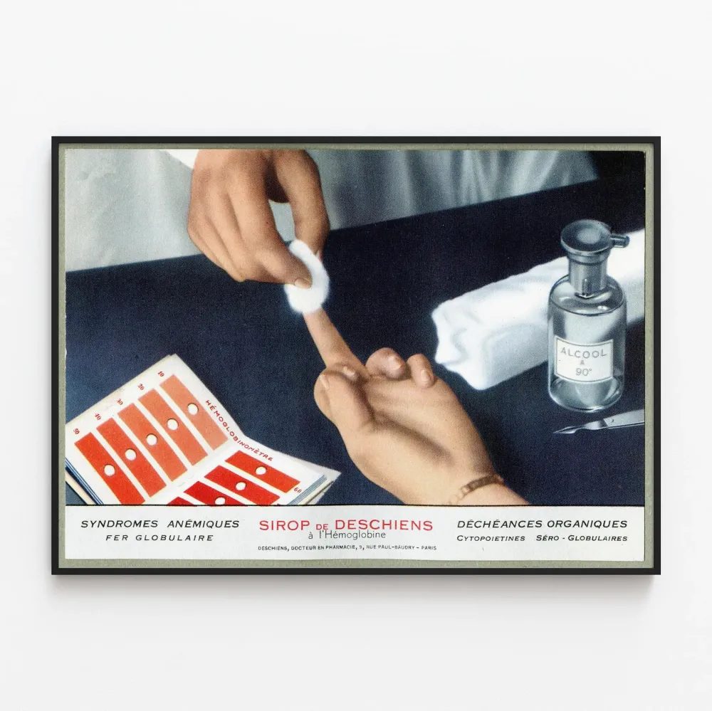 Vintagejuliste Sirop de Deschiens seinäkoriste lääketieteellinen