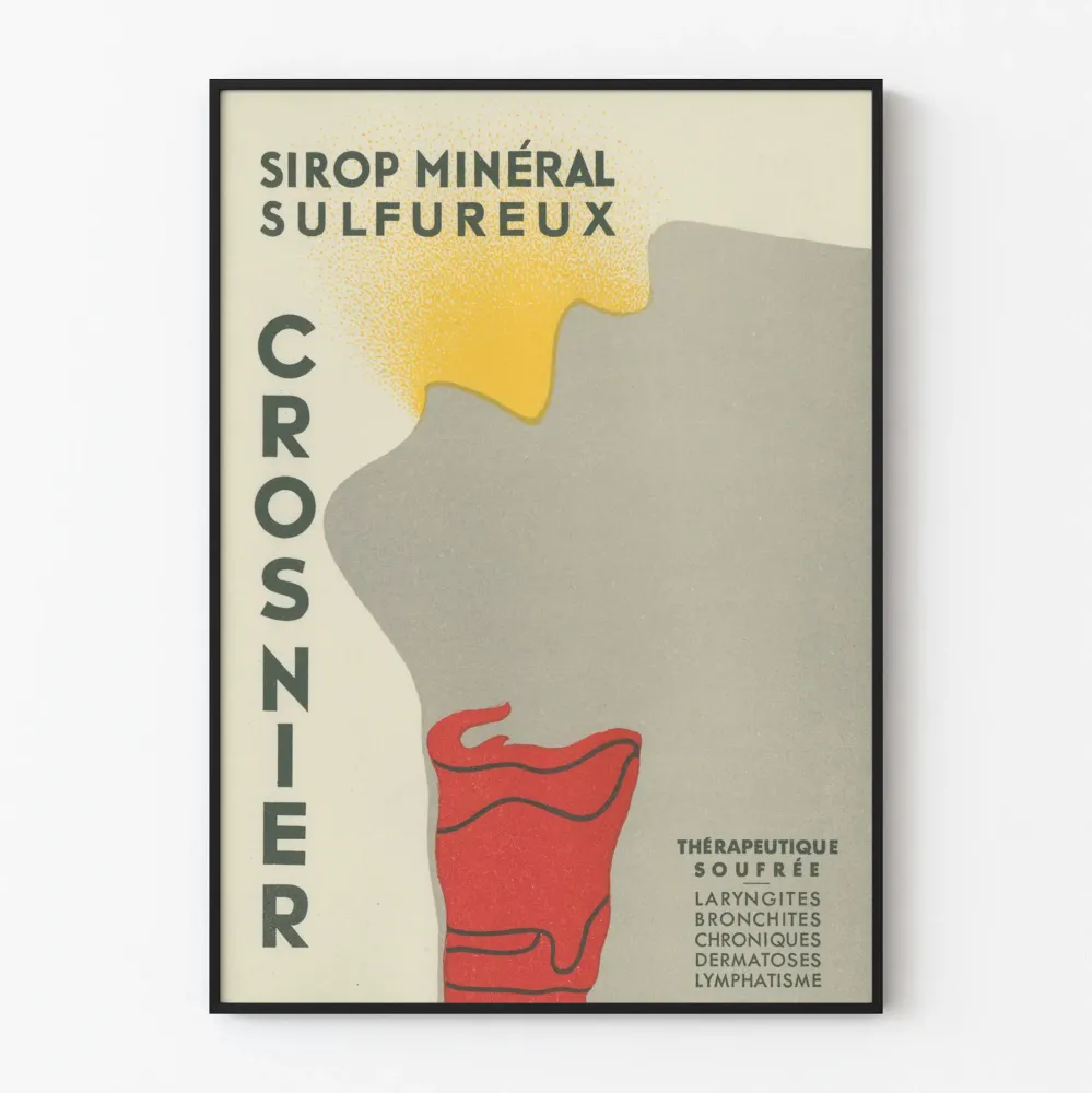 Vintagejuliste Sirop Minéral Sulfuré Crosnier seinäkoriste