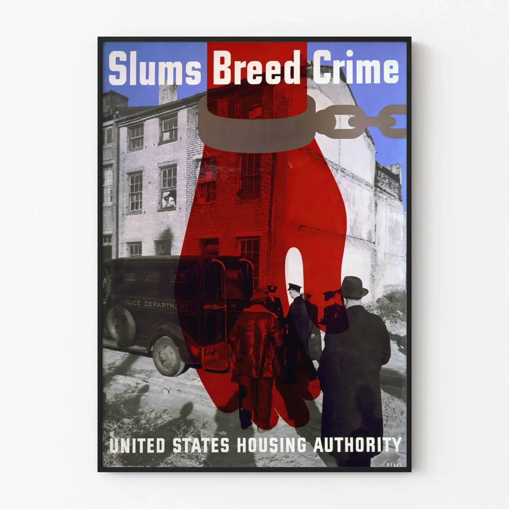 Vintagejuliste Slums Breed Crime – Kaupunkiseinäkoristelu