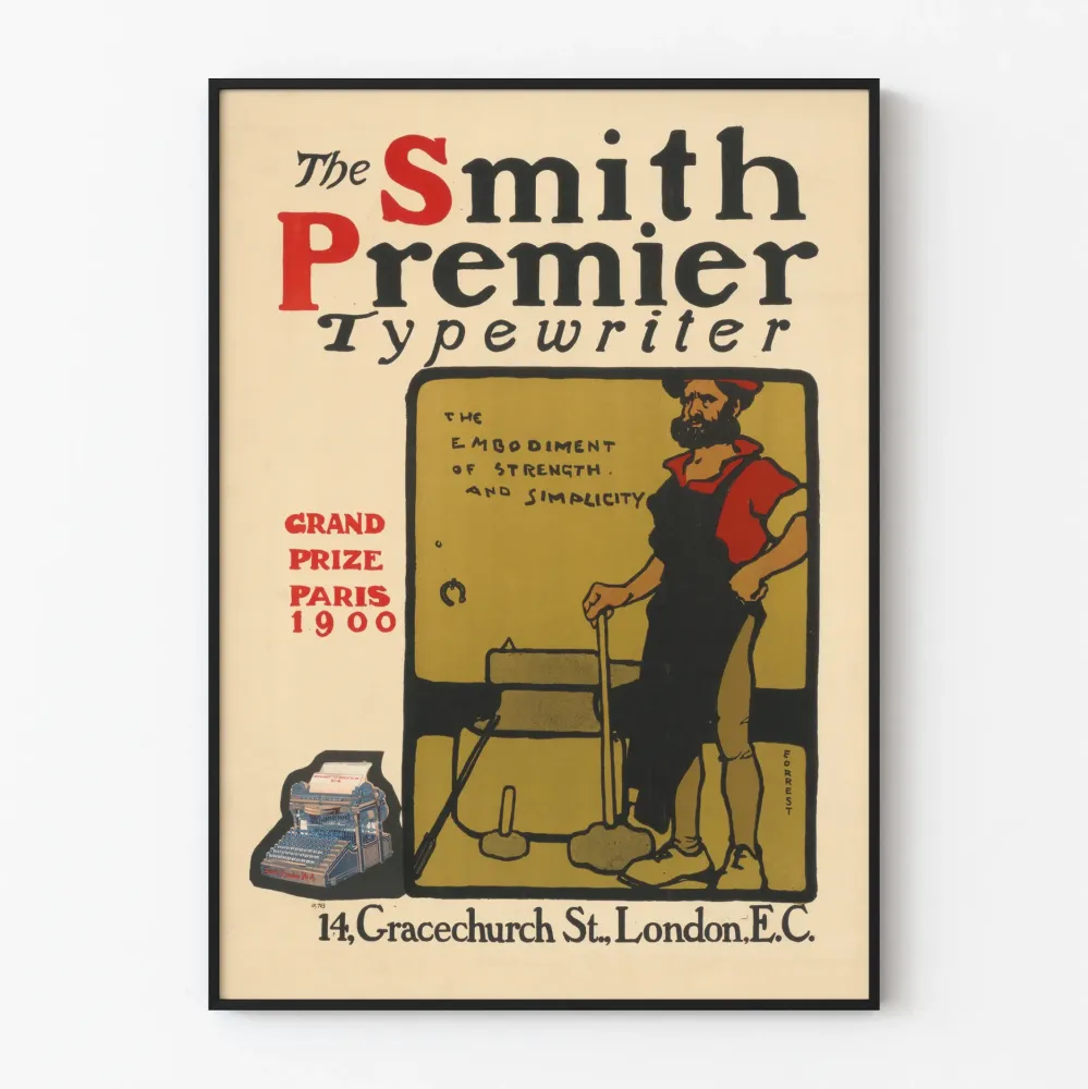 Vintagejuliste Smith Premier -käsinkirjoituskone 1900 seinäkoriste