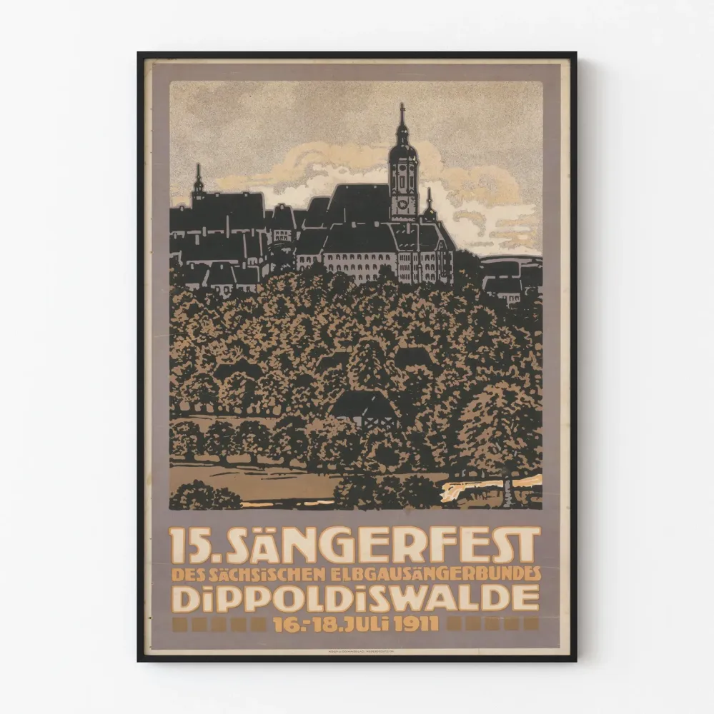 Vintagejuliste 15. Sängerfest Dippoldiswalde 1911