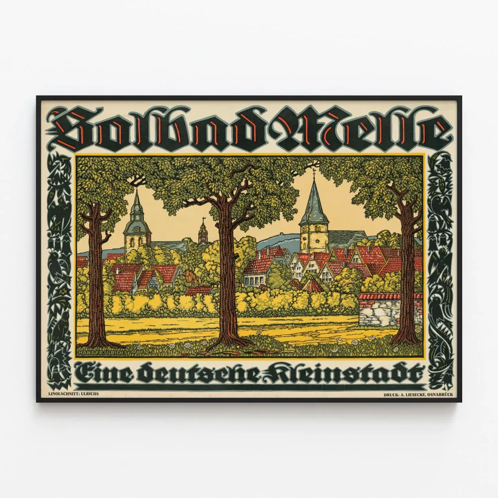 Vintagejuliste Solbad Melle - Pienen saksalaisen kaupungin kuvaus