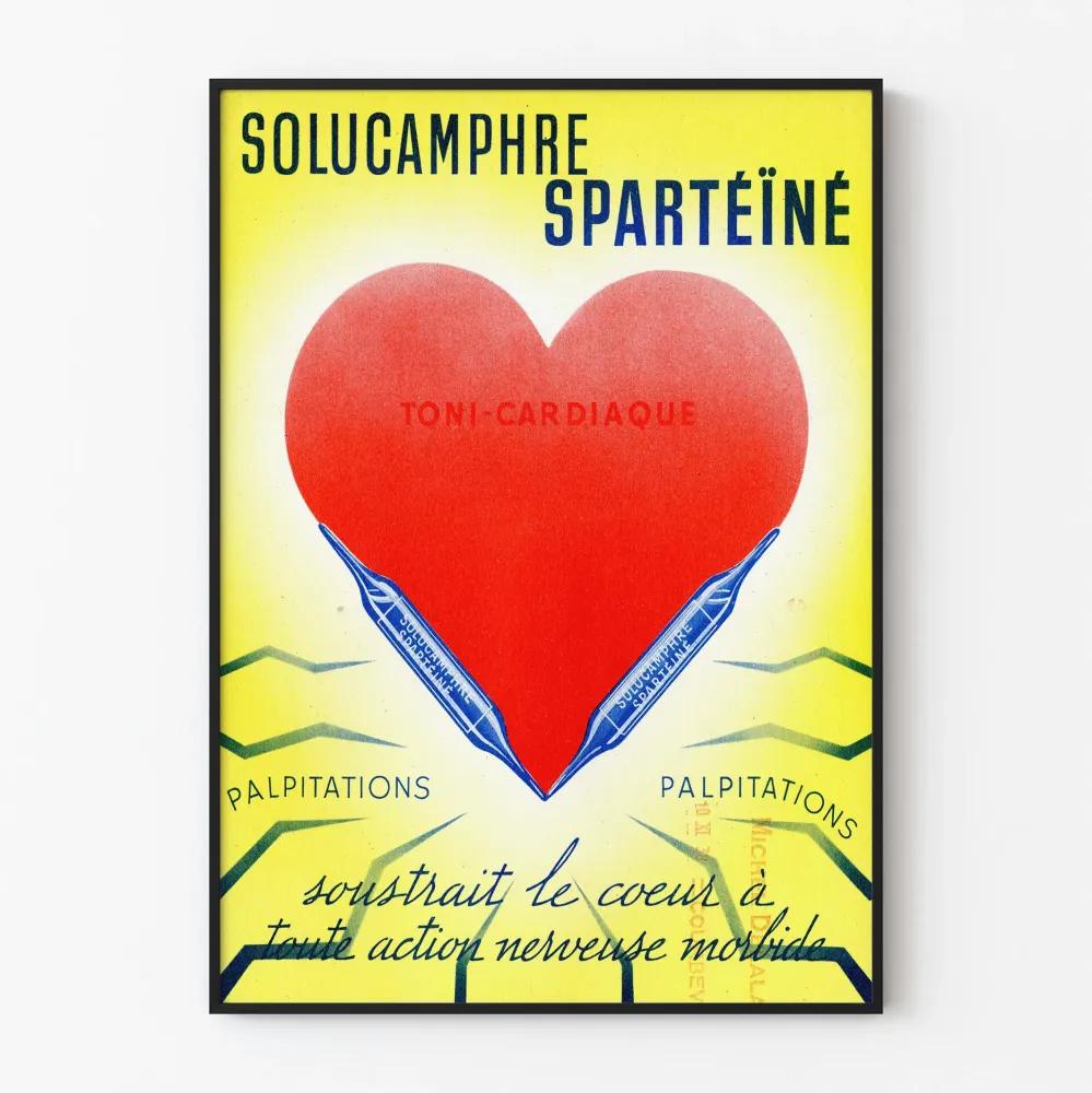 Vintagejuliste Solucamphre Spartéé sisustukseen sydän ja terveys