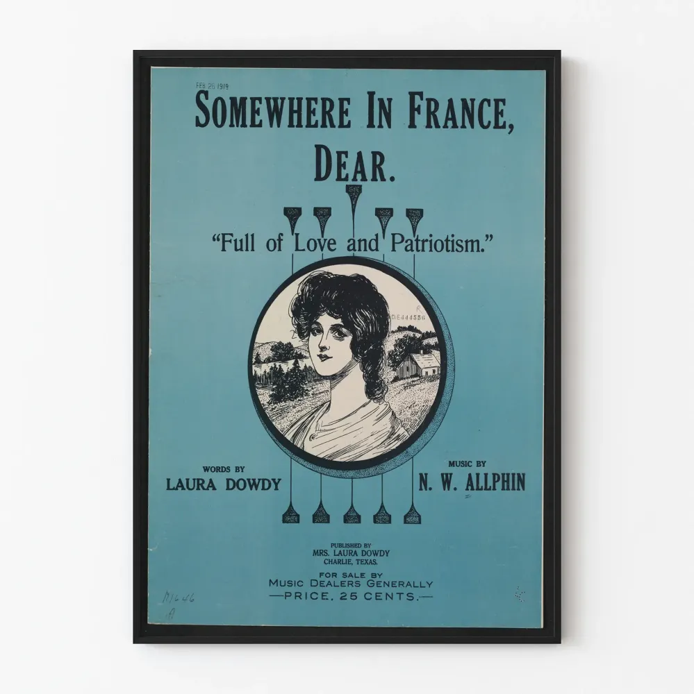 Vintagejuliste Somewhere France, Dear - Isänmaallinen seinäkoristelu