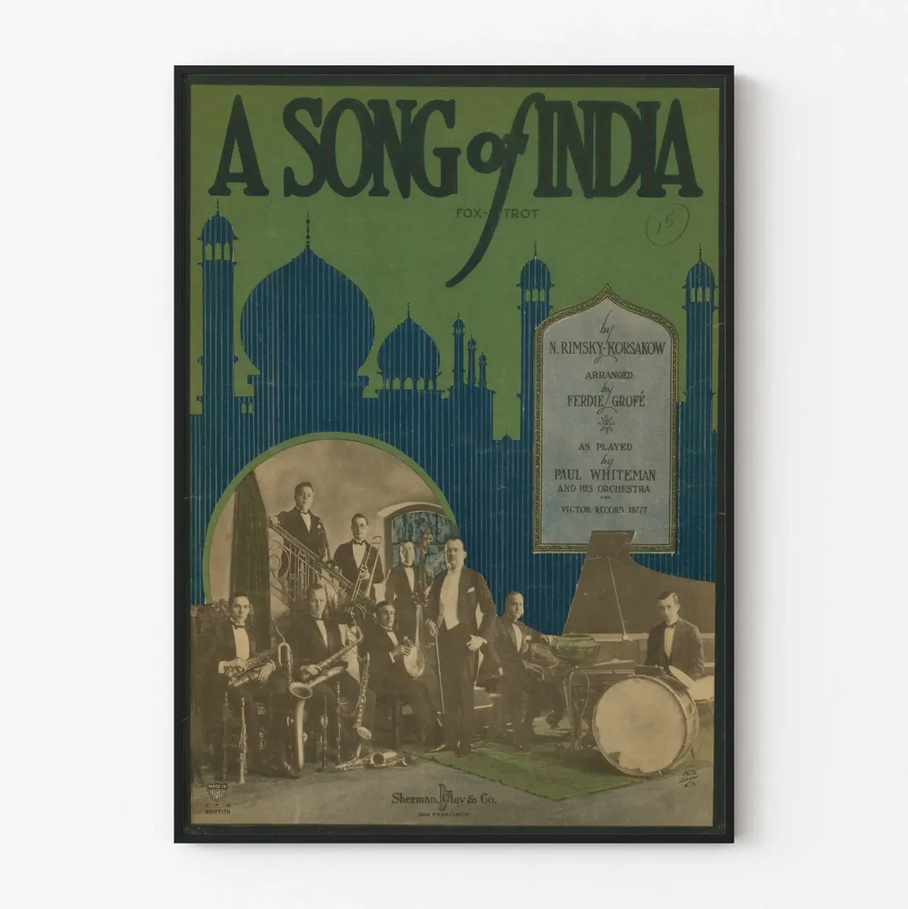 Vintagejuliste Song India - Musikaalinen seinäkoristelu