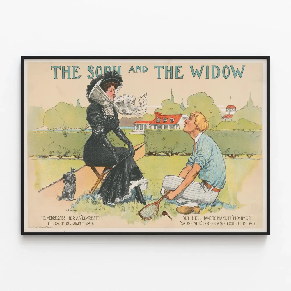 Vintagejuliste ' Soph and Widow' - Vanha humoristinen piirros