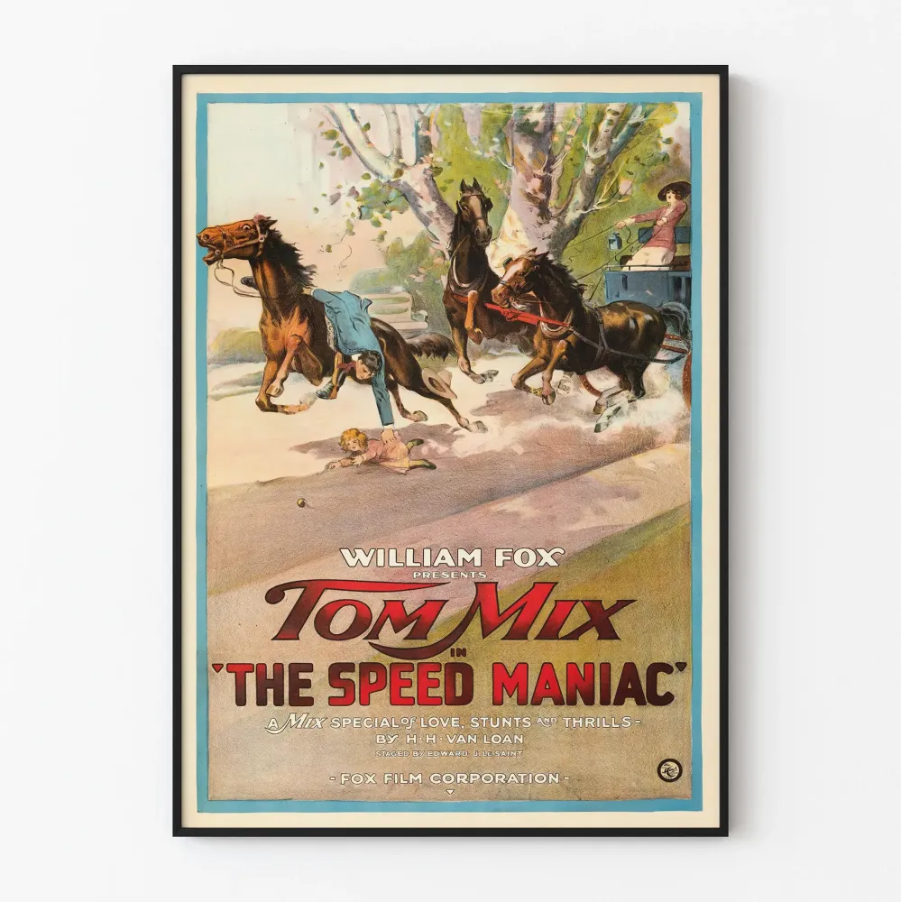 Vintagejuliste Speed Maniac, ratsastustyylinen seinäkoriste