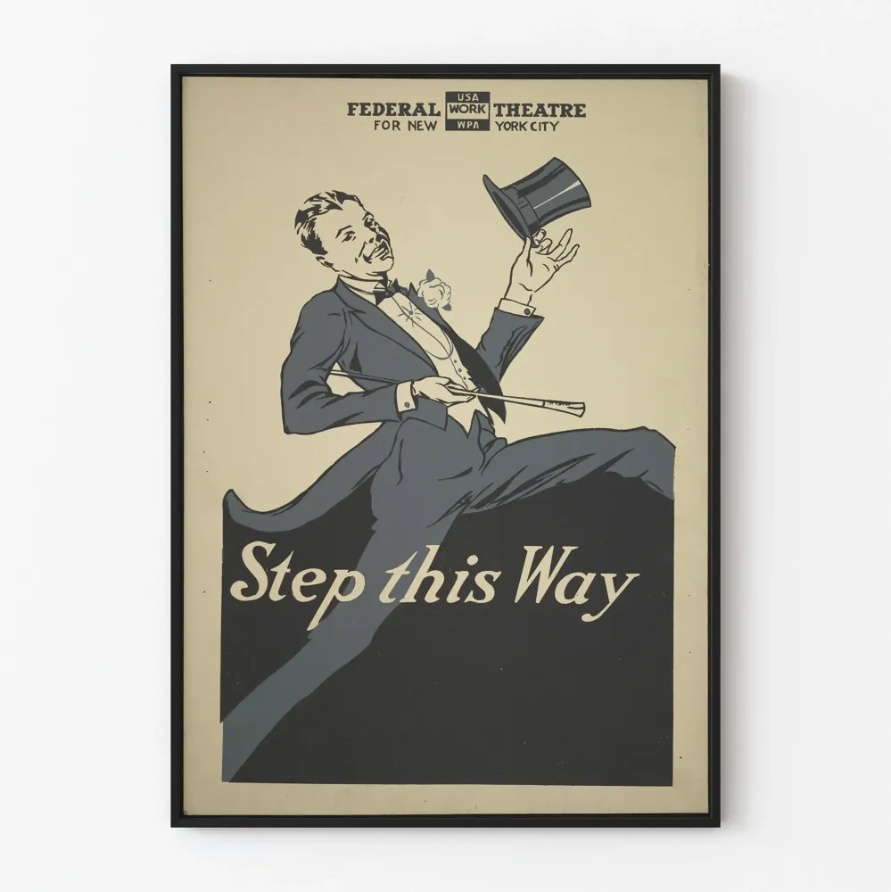 Vintagejuliste Step This Way - Teatterin retroseinäsisustus