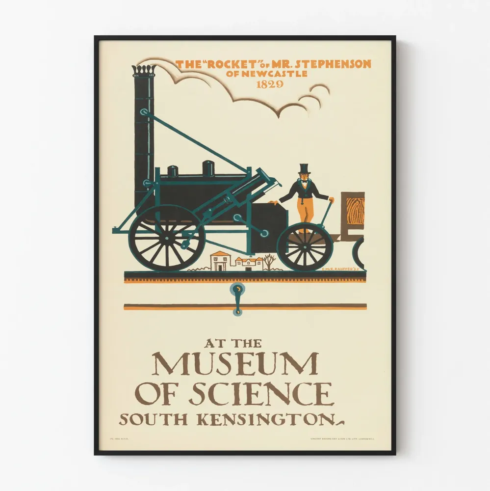 Vintagejuliste Stephensonin raketinäyttelyssä tiedemuseossa