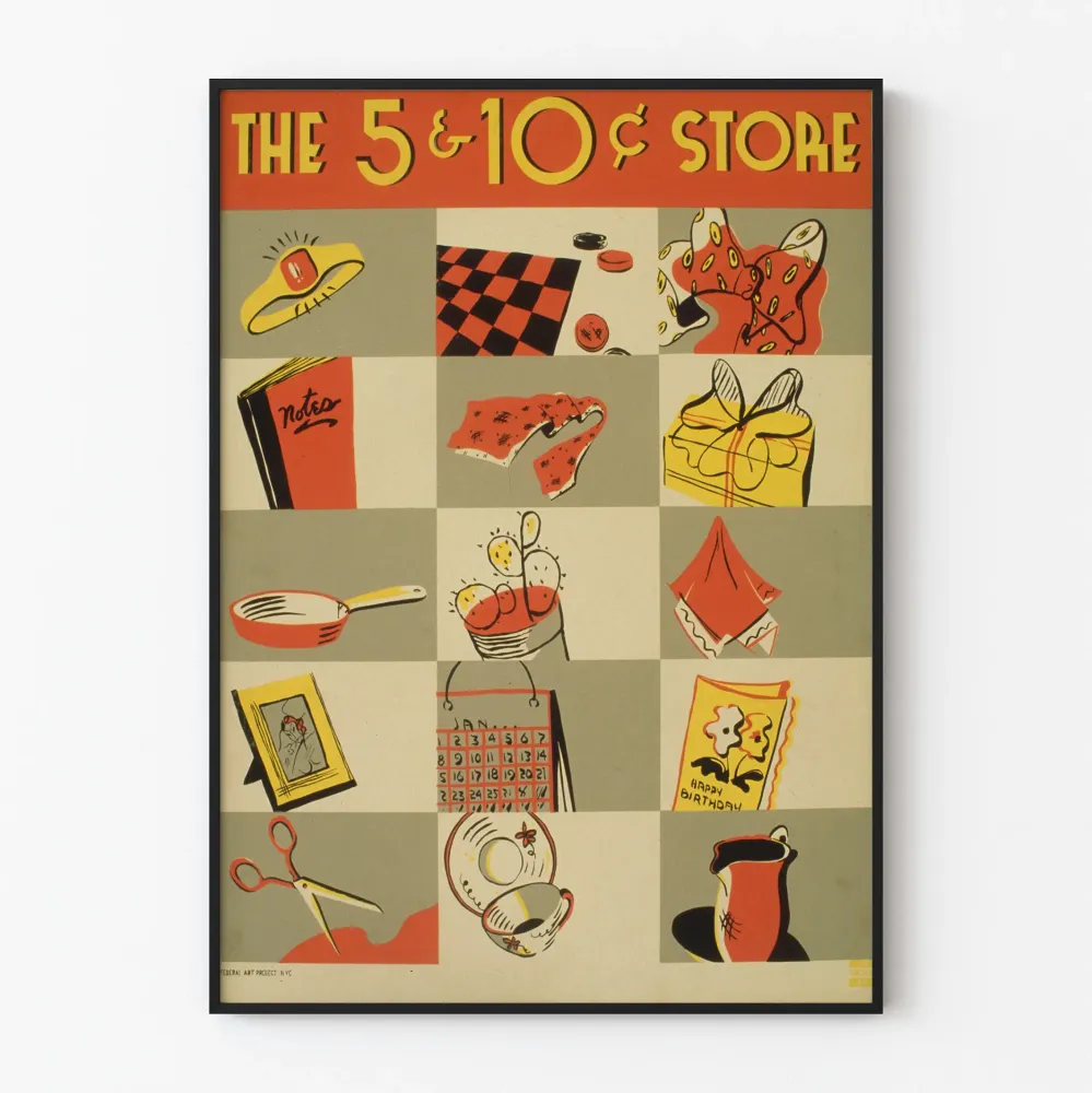 Vintagejuliste 5 & 10¢ Store - Retroseinäkoristelu