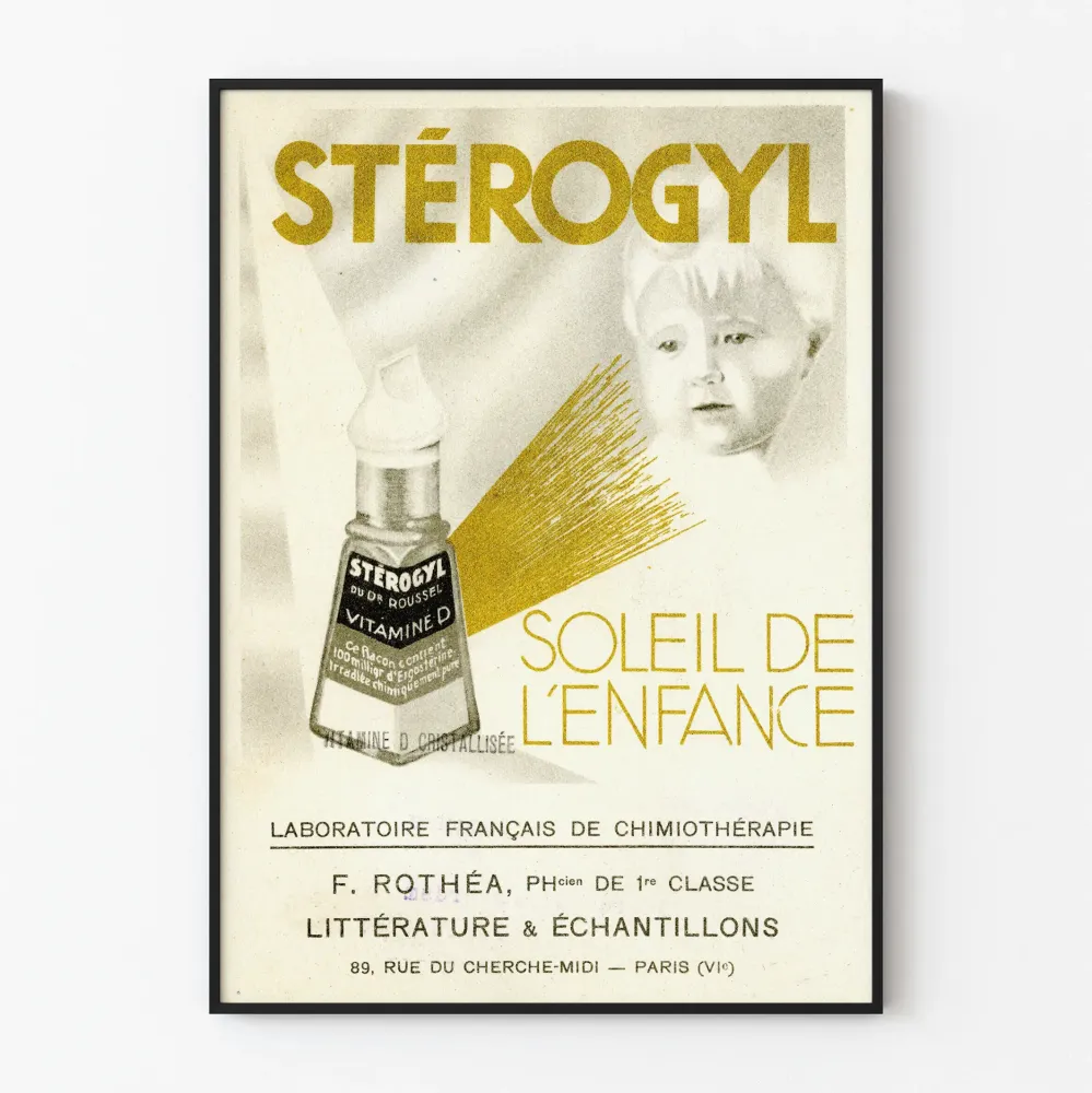 Vintagejuliste Stérogyl D-vitamiini seinäkoriste