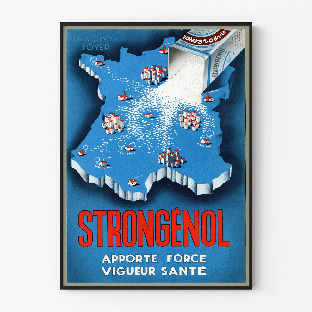 Vintagejuliste Strongénol Seinän koristelu Ranska