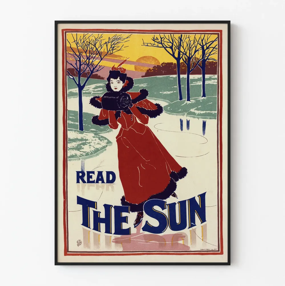 Vintagejuliste Sun - Talvinen luistelukilpailu