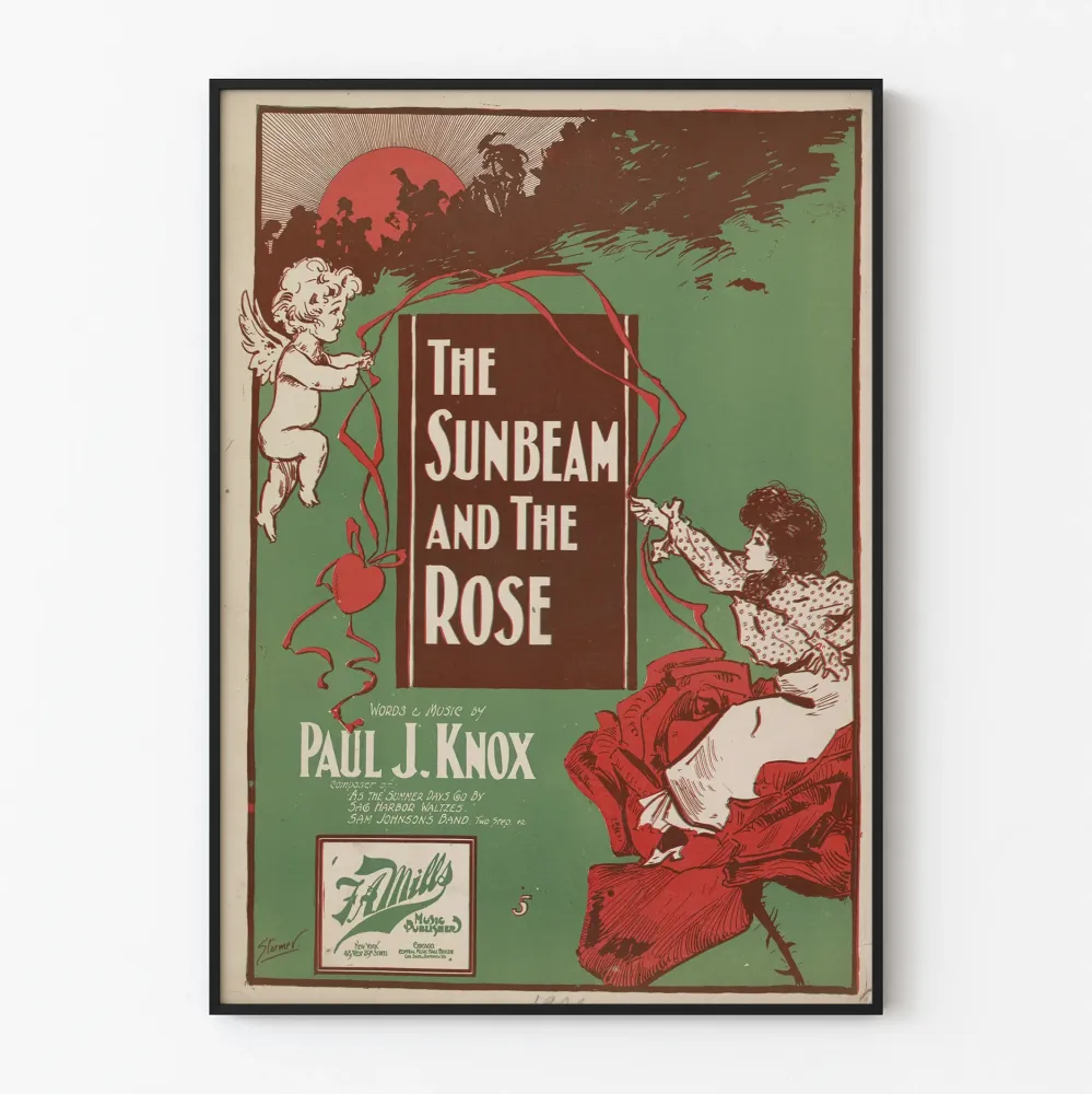 Vintagejuliste ' Sunbeam and Rose' seinäkoristetta varten