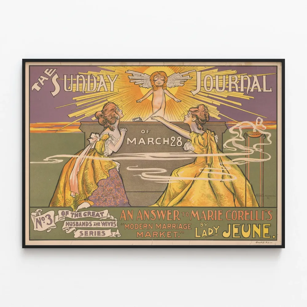 Vintagejuliste Sunday Journal 28. maaliskuuta - Retroseinäkkeistote