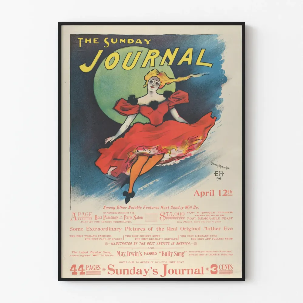 Vintagejuliste Sunday Journal - Punaisessa mekossa oleva tanssija