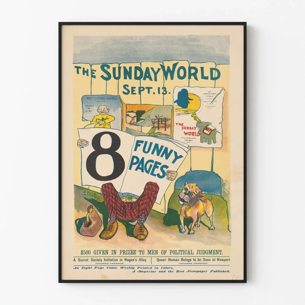Vintagejuliste Sunday World - Juliste seinäkoriste humoristinen