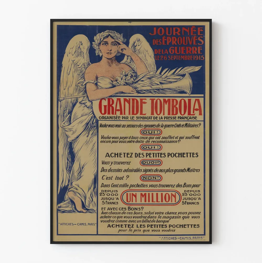 Vintagejuliste Suuri arvonta - Sodan koettelemien päivä 1915