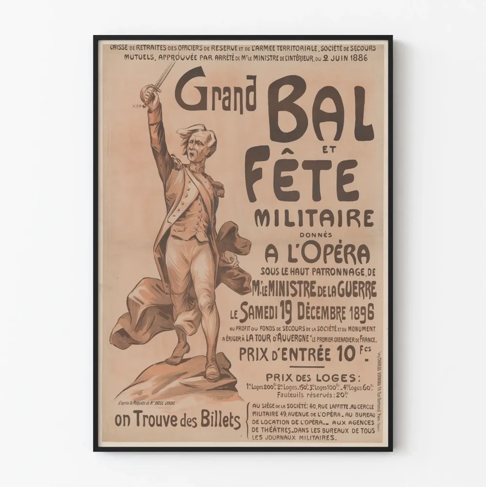 Vintagejuliste suuri tanssi ja sotilasjuhla oopperassa 1896
