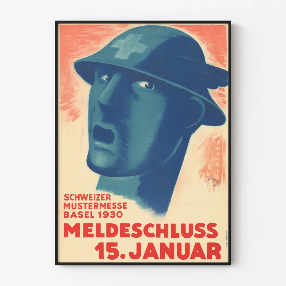 Vintagejuliste Sveitsin Mustermesse Basel 1930