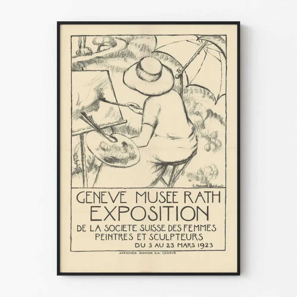 Vintagejuliste Sveitsin naistaiteilijoiden näyttelystä ja kuvanveistäjistä 1923
