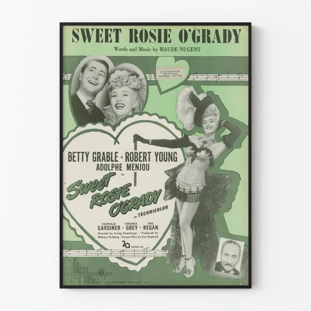 Vintagejuliste Sweet Rosie O'Grady - Retroseinäkoristelu