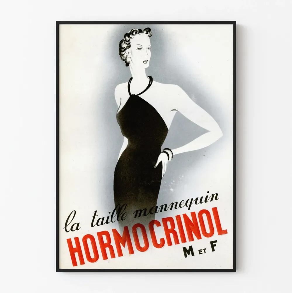 Vintagejuliste La Taille Mannequin Hormocrinol - Retroseinustamainen sisustus
