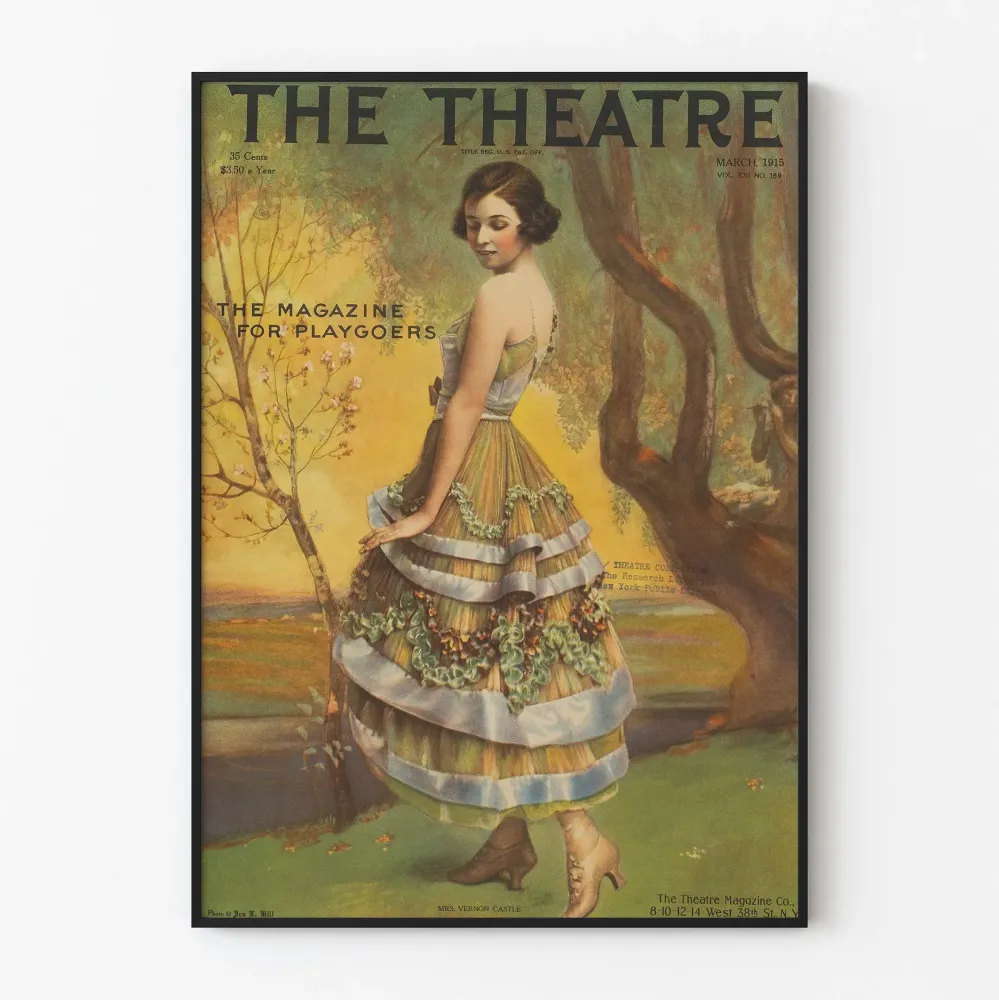 Vintagejuliste Theatre Magazine, maaliskuu 1915 - Mrs Vernon Castle