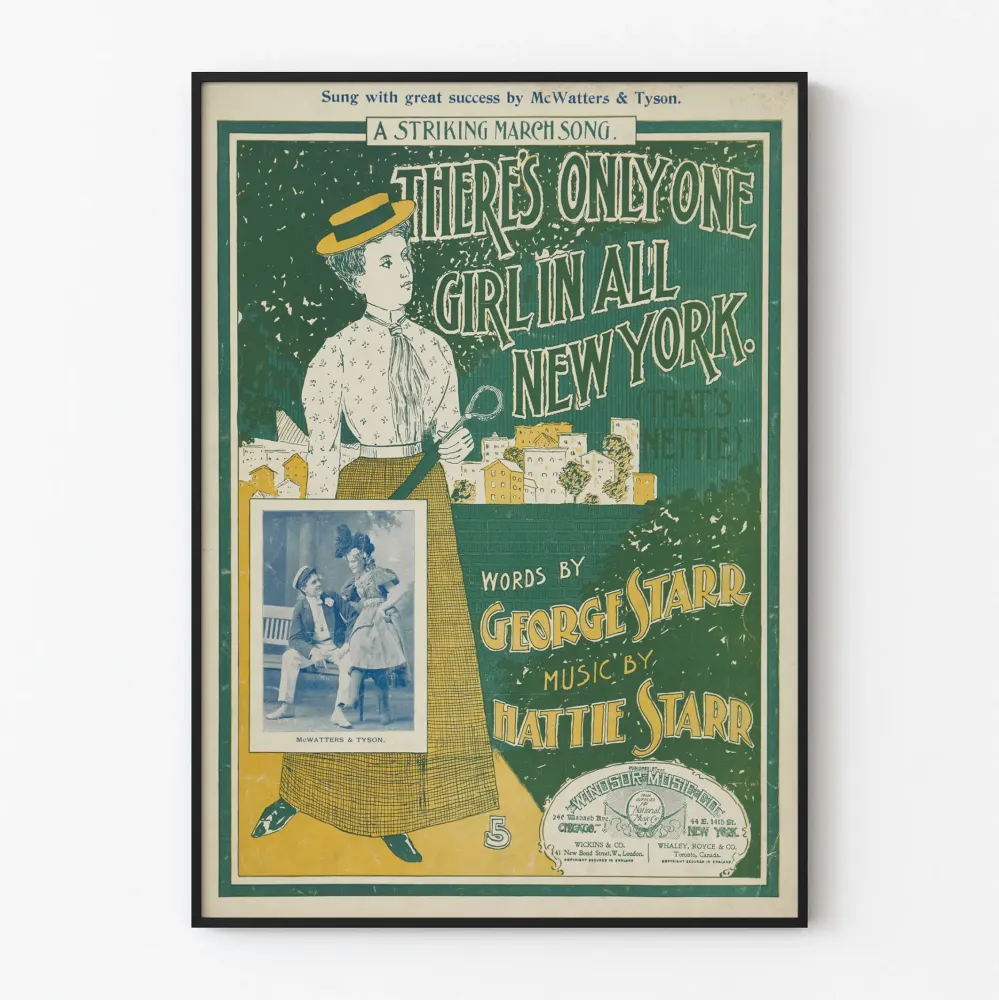 Vintagejuliste 'There’s Only One Girl All New York' seinäkoristelu