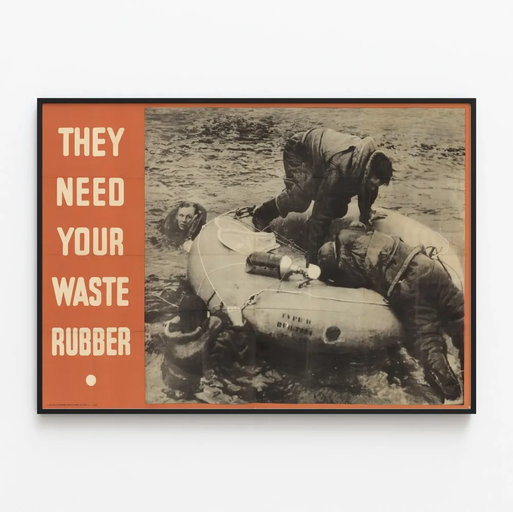 Vintagejuliste They Need Your Waste Rubber seinäkoristukseen